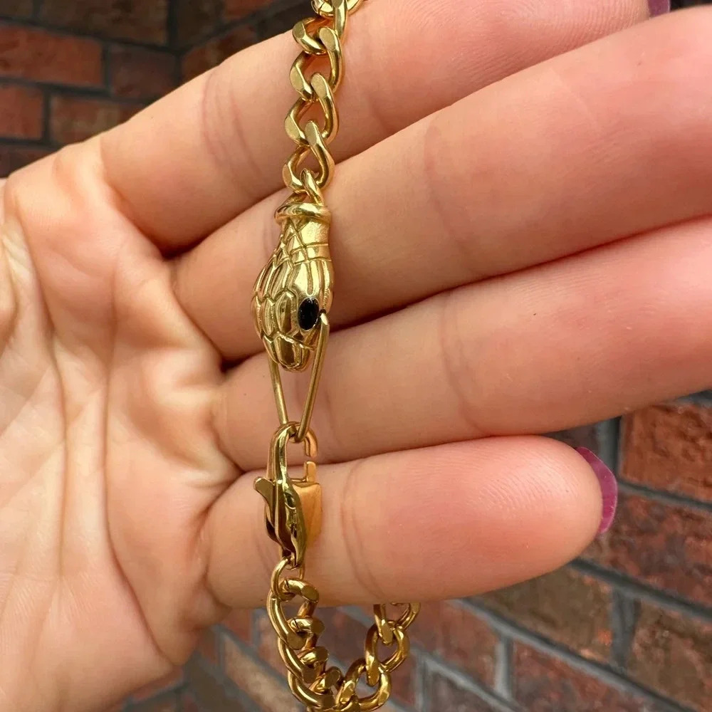 Gold Bracelet with Green Accents - Picture 5 of 7